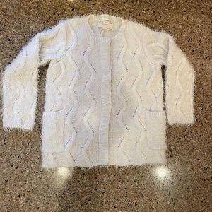 Zara Girl's Beige Fuzzy Knit Cardigan